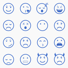 Set of Emoticons. Set of Emoji. Set of Avatar. Outline style illustrations - stock vector.