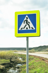 Pedestrian Crossing Sign on road