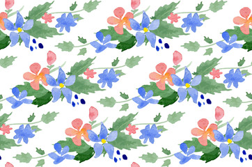 Vector illustration - Seamless pattern with watercolor flowers