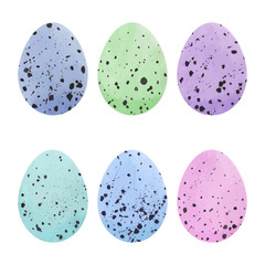 Watercolor Easter eggs set. 