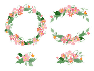 Floral watercolor wreaths, frames, bouquets