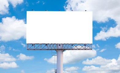 Blank billboard ready for new advertisement with blue sky backgr