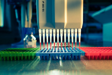 Sampling multipipette in biochemical laboratory