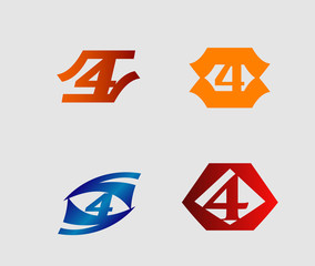 Abstract icons for number 4 logo set
