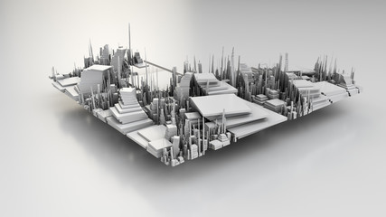 3D illustration of futuristic modern city