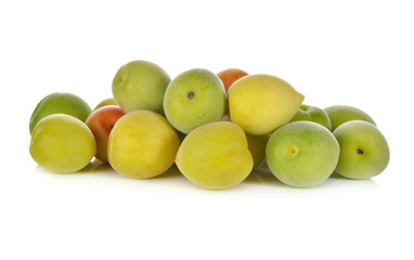 fresh young apricot on white background
