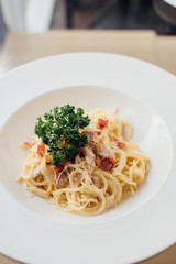 spaghetti on the dish