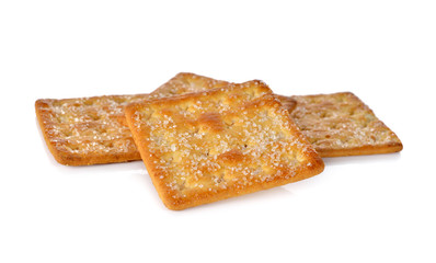 pile of sugar crackers on white background