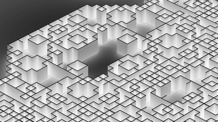 3D illustration of techno labyrinth surface
