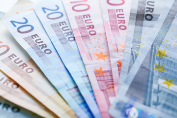 Set of different euro banknotes, background