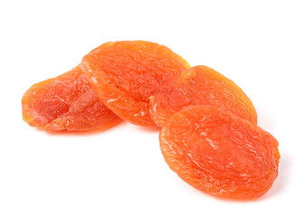 dried apricots on a white background closeup