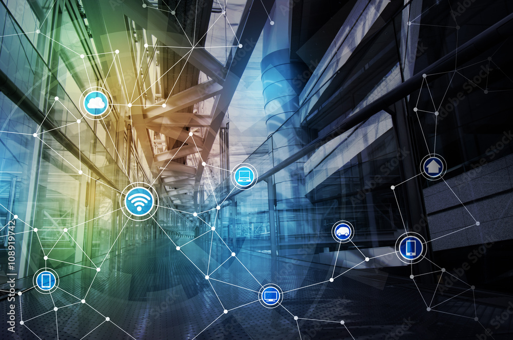 Aufkleber wireless communication network abstract image visual, internet of things