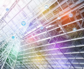 smart building and wireless communication network, abstract image visual, internet of things