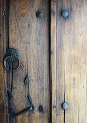 Typical turkish door knob on old wooden door