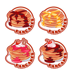 Set of four stickers with different pancakes.