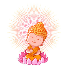 Little meditating Buddha on the lotus.