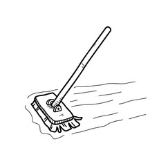 Mopping the Floor Doodle, a hand drawn vector doodle illustration of a mop, mopping the floor.