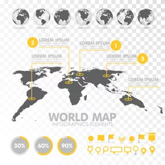 Fotobehang World map 3D with set of infographics elements.  © vectorplus