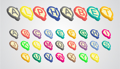 Isometric variegated alphabet font.