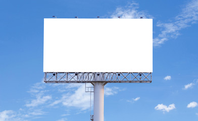 Blank billboard ready for new advertisement with blue sky backgr