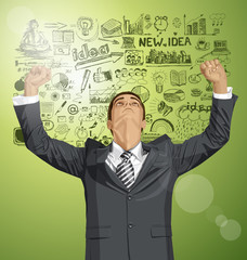 Vector Businessman With Hands Up