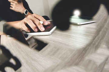 Website designer working blank screen digital tablet and compute