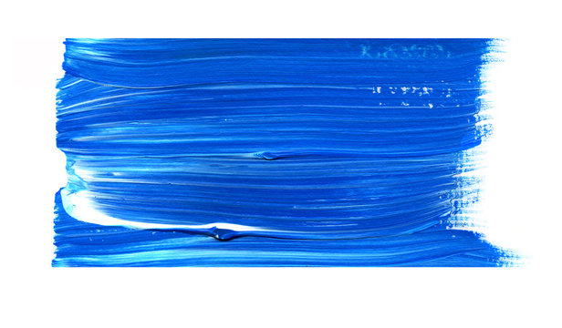 Blue acrylic paint stain isolated on white background. Dynamic Brush Stroke. Art Abstract Space for Text