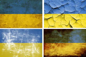 Ukraine flag collection. 4 different flags on white background