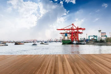 Photo sur Plexiglas Porte Industrial container freight Trade Port scene