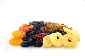 Dried fruits isolated on white
