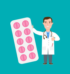 doctor with pills tablets pack
