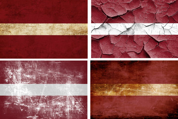 Latvia flag collection. 4 different flags on white background