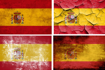 Spanish flag collection. 4 different flags on white background
