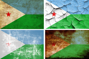 Djibouti flag collection. 4 different flags on white background