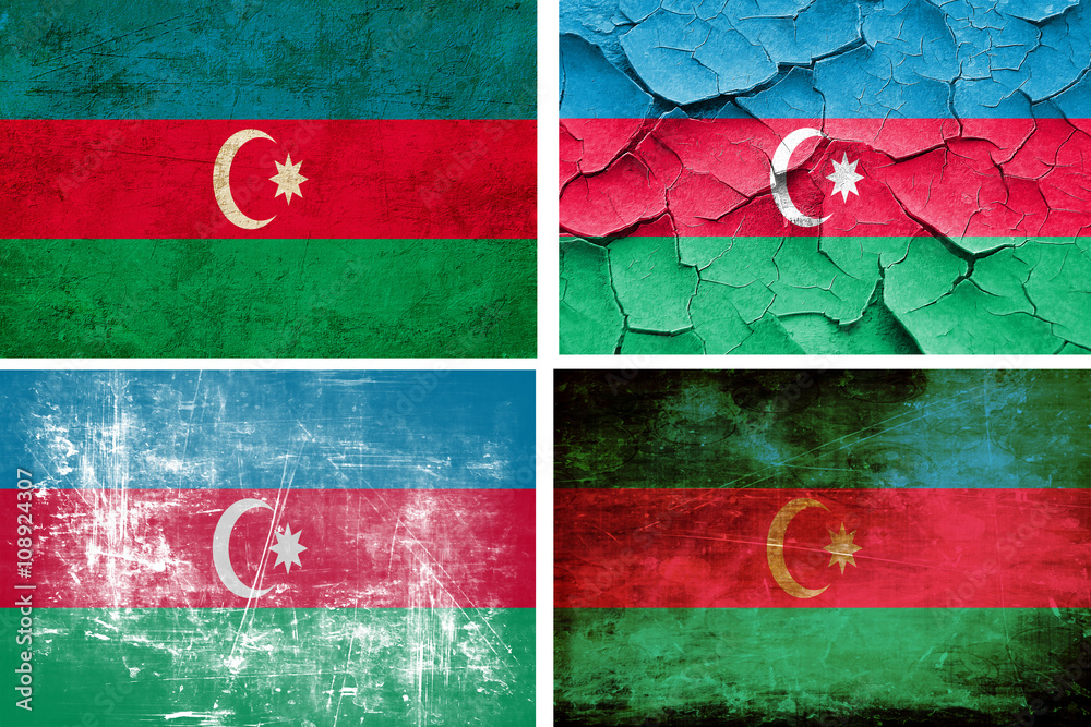 Wall mural azerbaijan flag collection. 4 different flags on white backgroun