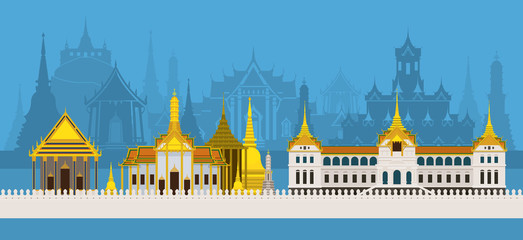 Fototapeta premium Thailand Royal Temple and Grand Palace, Skyline City Background, Travel Attraction