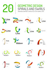 Logo collection, ribbon waves, swirls, spirals
