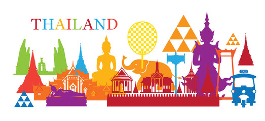 Obraz premium Thailand Landmark Colorful Shapes, Travel Attraction, Traditional Culture