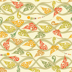 Floral pattern with curly leaves