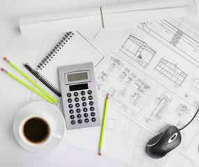 Construction plans and coffee