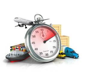 conceptual background of fast timely delivery 3d illustration