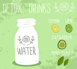 Detox drink. Vector illustration