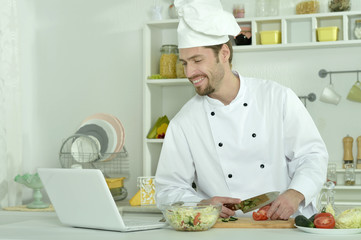 Man cooking in kitchen