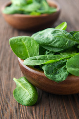 Fresh spinach in a bowl