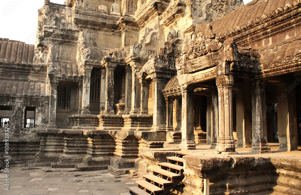 Canvas Prints sunset lights the side of angkor wat complex, siem reap, cambodi