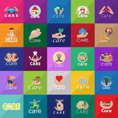 Care Icons Set-Isolated On Mosaic Background-Vector Illustration,Graphic Design. Healthcare Concept