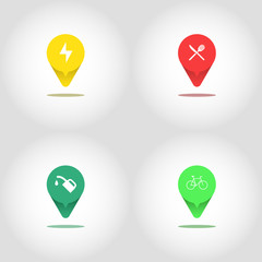 Flat icon set location flag design illustration 4 collection