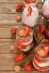 Dessert with strawberries and whipped cream