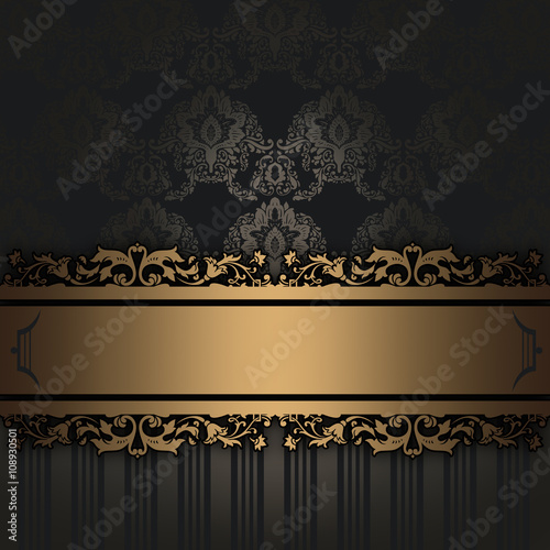 "Black and gold vintage background." Stock photo and royaltyfree