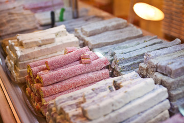 Turkish  Delight in the assortment in the shop window